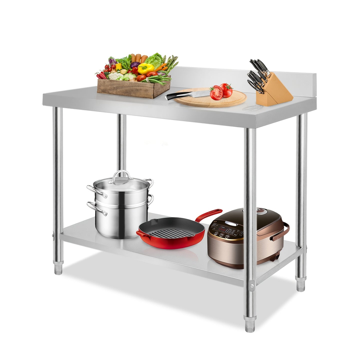 RVS Werkbank – Keukenwerkbank – Inklapbare Werktafel – Werkblad – RVS Tafel – Verstelbare Poten – 100x60x85 cm – Professioneel & Makkelijk Schoon Te Maken