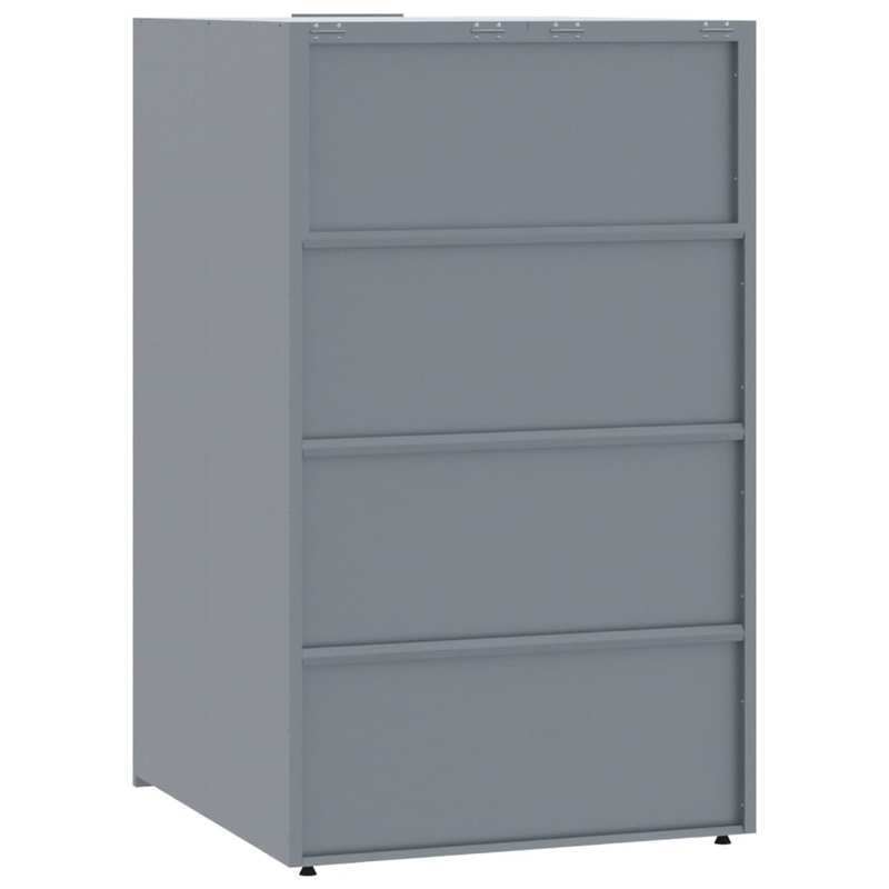 Vuilnisbak – Afvalbak – Prullenbak – Afvalcontainer – Afvalemmer – Grijs – Stevig Metaal – Ventilatie Met Wielen – 207x79x117 cm – Roestbestendig