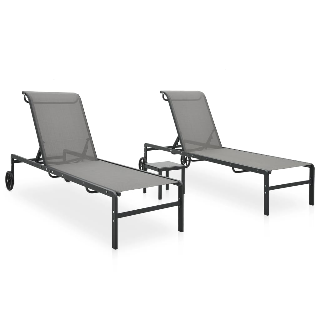 2-Persoons Loungeset – Tuinmeubel – Ligstoel – Buitenmeubel – Verstelbare Rugleuning – Duurzaam Staalframe