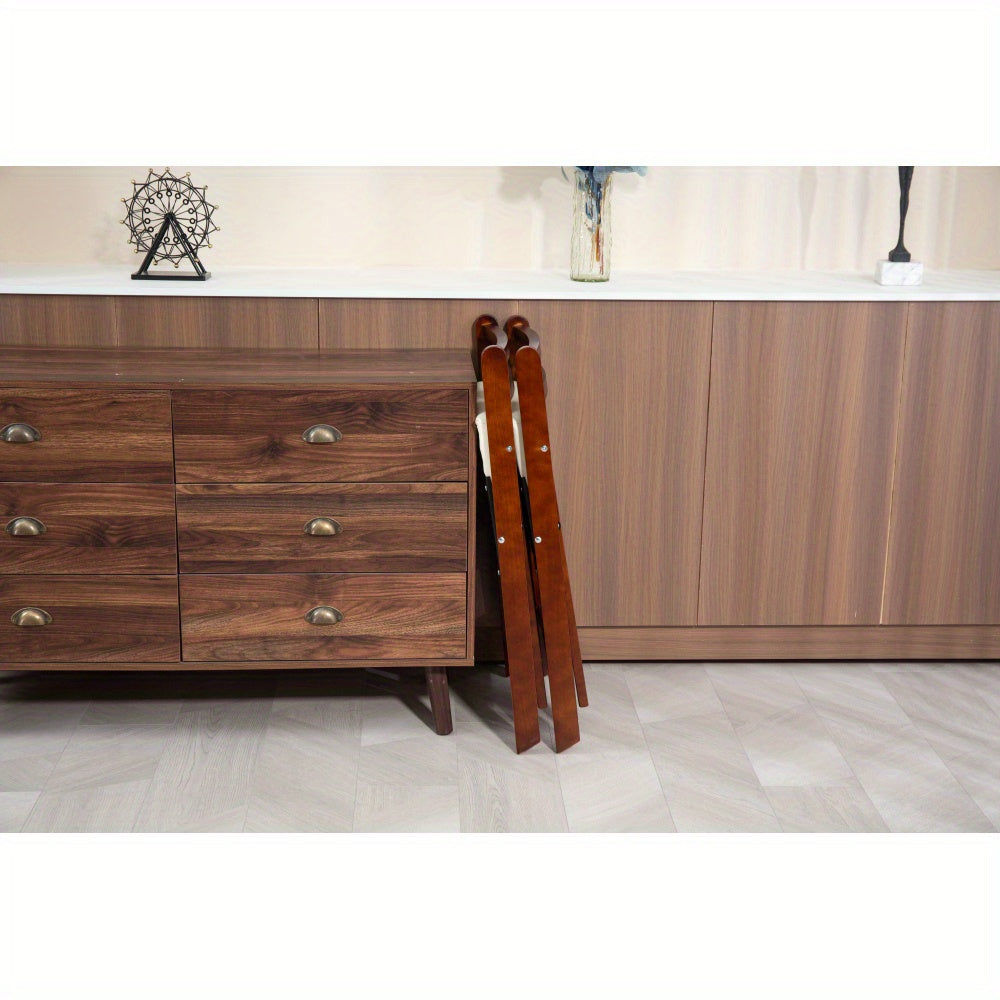 Moderne Opvouwbare Eetkamerstoel – Klapstoel – Ruimtebesparende Stoel – Vouwstoel – Flexibele Zitplaats – Stevige A-Frame Constructie – Comfortabele Witte Kussenzitting