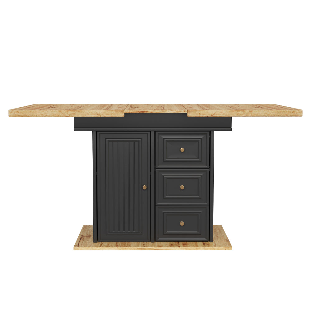 Extendable Wooden Dining Table | 110 x 80 x 75 cm, Extends up to 140 cm, Suitable for Dining Rooms, Kitchens, or Patios, Mixed Color, Contemporary Style