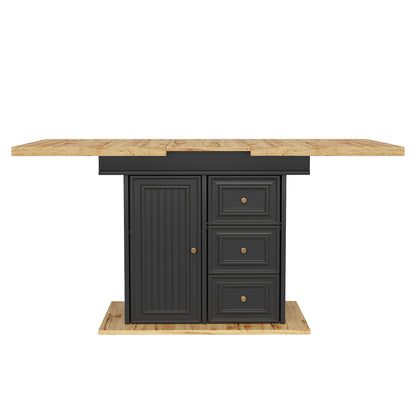 Extendable Wooden Dining Table | 110 x 80 x 75 cm, Extends up to 140 cm, Suitable for Dining Rooms, Kitchens, or Patios, Mixed Color, Contemporary Style