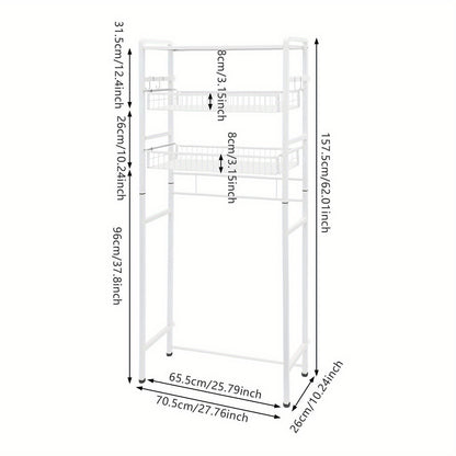 3-Tier Iron Laundry Room Storage and Organizer Standing Shelf | White, Multipurpose Use, GDRASUYA10 Brand, Floor Mounted, Utility Racks