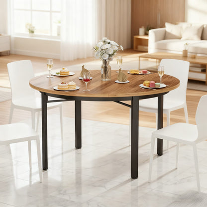 Ronde Eettafel – Eetkamertafel – Keukentafel – Tafel Rond – Ontbijttafel – 118,5 cm – Krastbestendig MDF Blad Met Metalen Poten