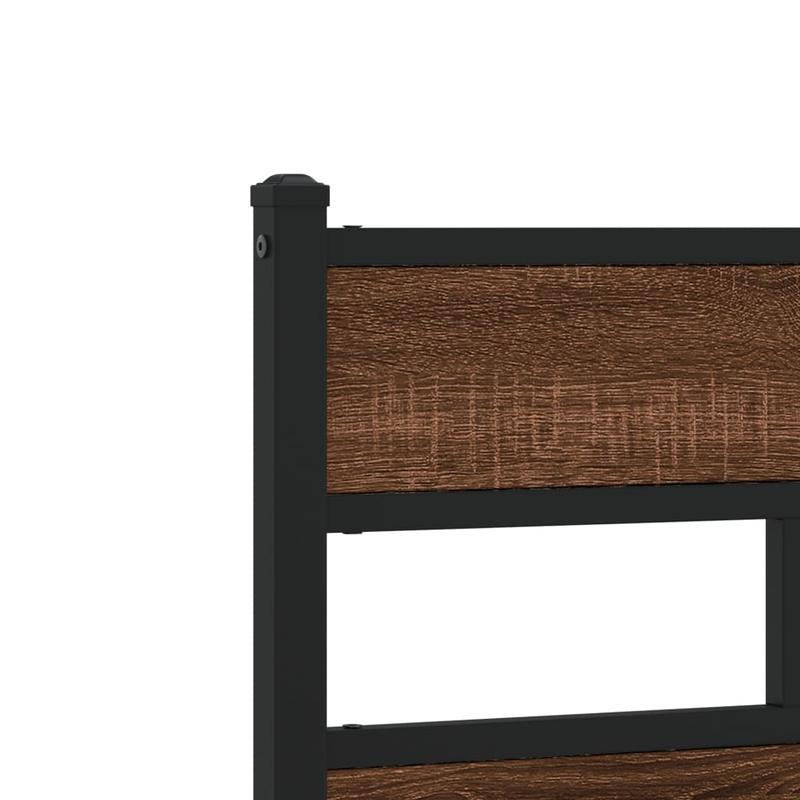 Bed frame without mattress in Brown Oak Metal 160x200cm