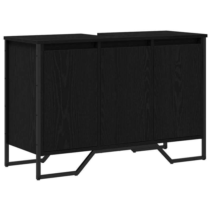Badkamerkast – Badkamermeubel – Opbergkast – Waskast – Toiletkast – Zwarte Eiken – Compact 91x35x60 cm – MDF en Massief Hout – Wandhangend – Ruimtebesparend