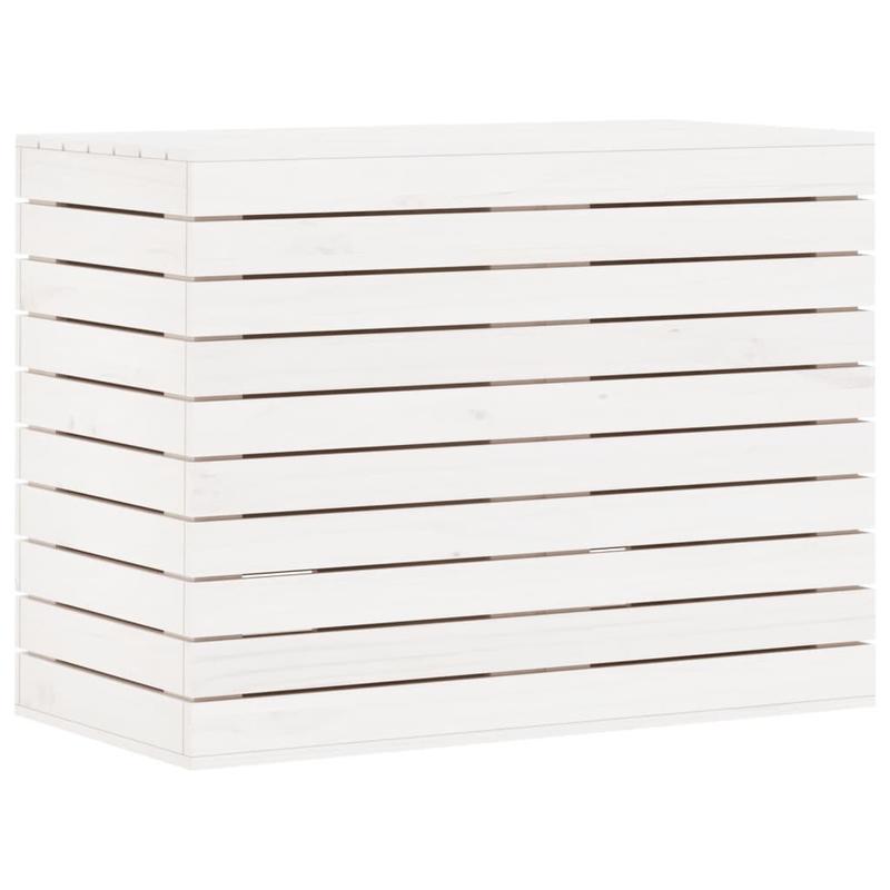 Wasmand – Wasbox – Wassorteerder – Waszak – Opbergmand – Massief Grenenhout – 3 Compartimenten Met Haken – 88,5x44x66 cm – Klassiek Wit – Stevig & Ademend Design