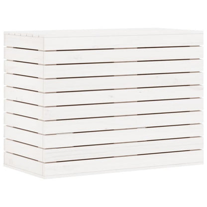Wasmand – Wasbox – Wassorteerder – Waszak – Opbergmand – Massief Grenenhout – 3 Compartimenten Met Haken – 88,5x44x66 cm – Klassiek Wit – Stevig & Ademend Design