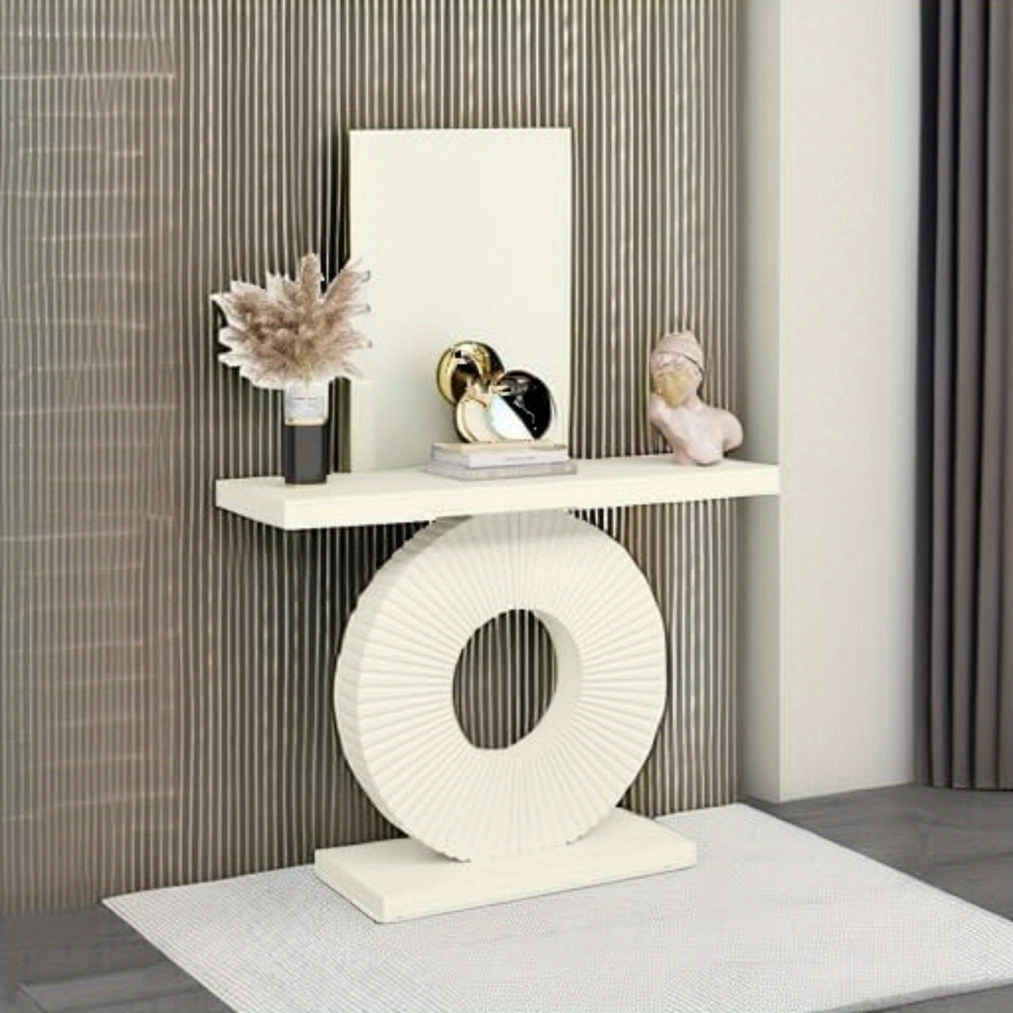 Wandtafel – Sidetable – Console – Haltafel – Smalle Tafel – Wit – Geometrisch Onderstel – 101,6 cm Lang – Stevig 4 cm Dik Blad