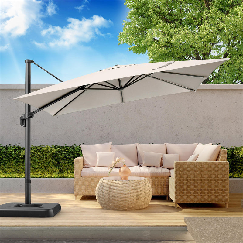 3x3m Adjustable Height Patio Tent Umbrella - Outdoor Canopy with Red & Black Mesh Panels, UV Protection & Wind-Resistant Design for Poolside, Garden, Commercial Use, Patio Umbrella, Garden Shade, Durable Fabric Umbrella