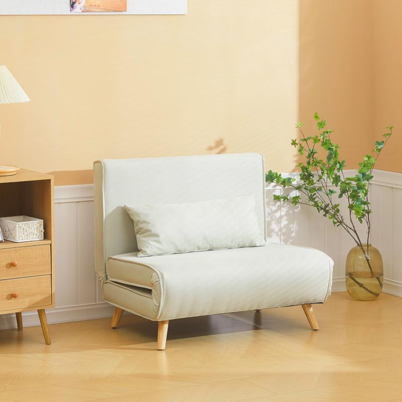 Slaapbank – Opklapbare Sofa – Bedbank – Logeerbed – Relaxstoel – Verstelbare Rugleuning – Linnen Bekleding – Stevig Roestvrijstalen Frame