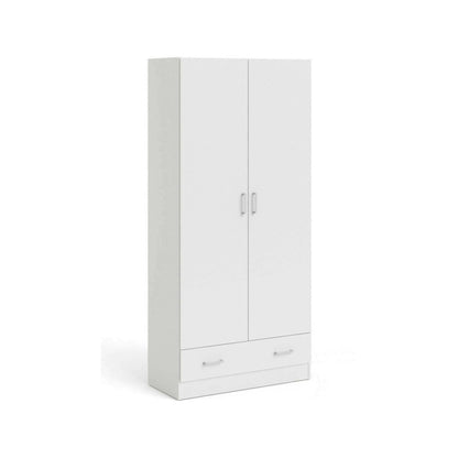 2-Deurs Kledingkast – Garderobekast – Kledingrek – Opbergkast – Kast Wit – Compact 79x36x170 cm – Melamine Spaanplaat