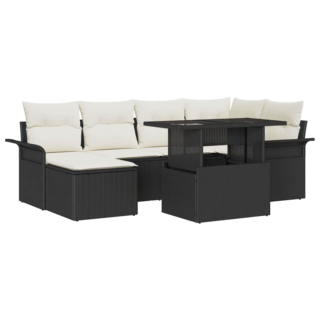 Tuinbank – Buitenbank – Loungeset – Tuinmeubel – Modulaire 2-zitsbank – Weerbestendig Polyrattan – Comfortabele Witte Kussens
