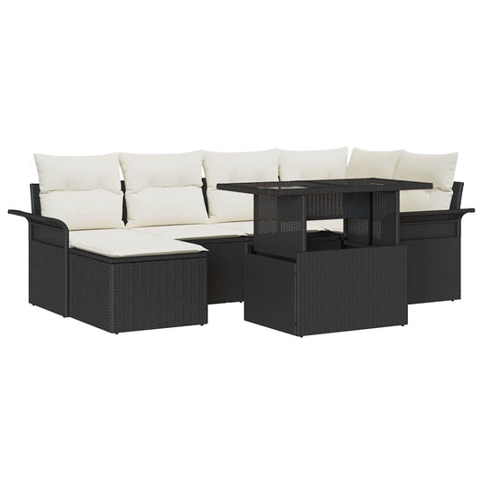 Tuinbank – Buitenbank – Loungeset – Tuinmeubel – Modulaire 2-zitsbank – Weerbestendig Polyrattan – Comfortabele Witte Kussens