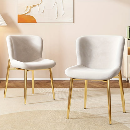 Eetkamerstoel – Moderne Stoel – Keukenstoel – Witte Metaalstoel – Designstoel – Set Van 4 – Stevig Metalen Frame – Dikke Kussens Voor Comfort