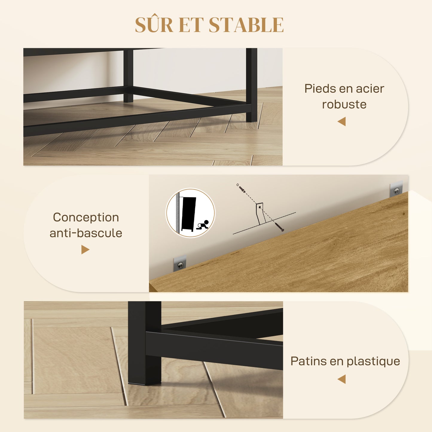 Buffetkast – Dressoir – Opbergkast – Keukenkast – Eetkamerkast – Natuurlijk Hout – 80 x 40 x 78 cm – Verstelbare Plank en 2 Lades