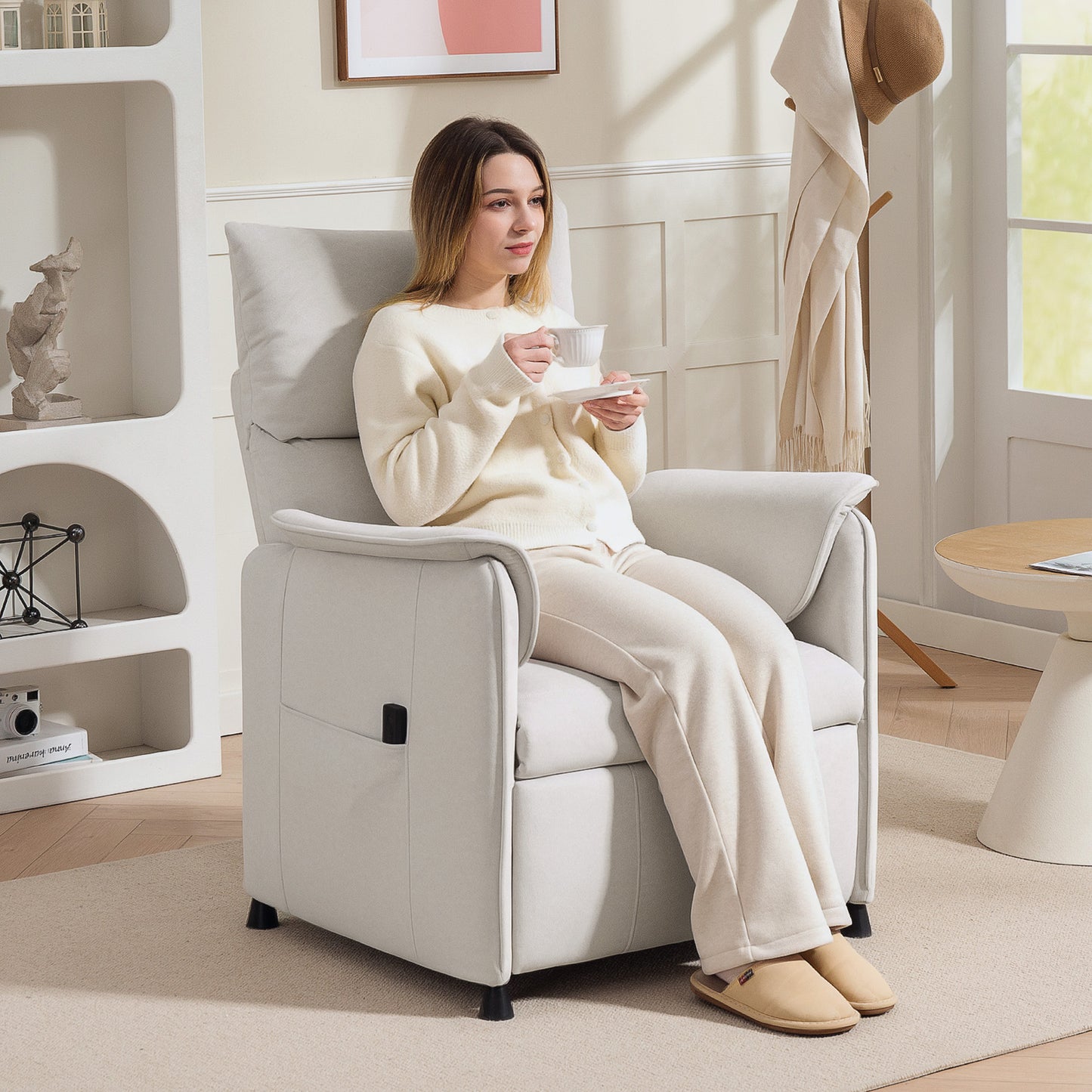 Relaxfauteuil – Relaxstoel – Zetel – Stoel – Fauteuil – Crème Wit – Stille Motor Met Geheugenfunctie – Verstelbare Voetensteun