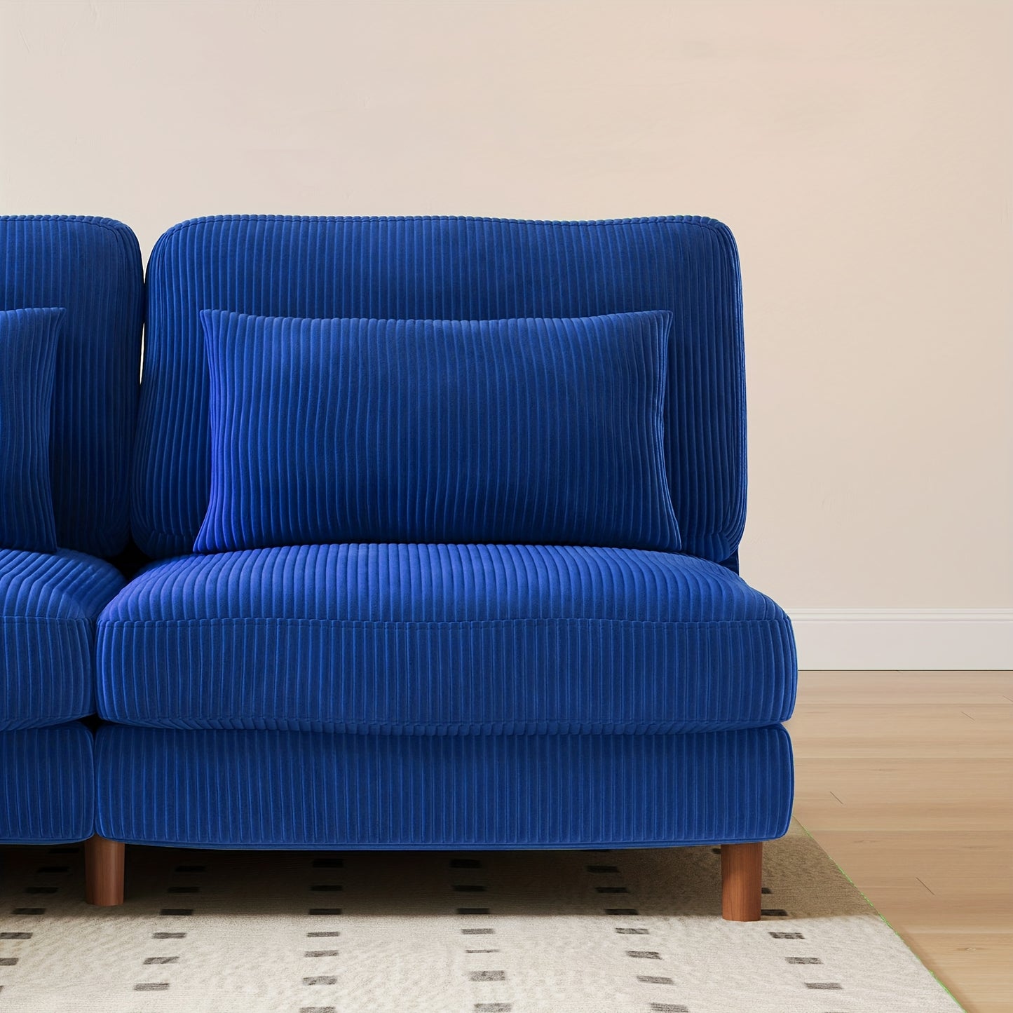 Hoekbank – Modulaire Bank – L-vormige Bank – Zitsalon – Loungeset – 256 cm Extra Lang – Ergonomisch Comfort – Corduroy Stof – Massief Houten Frame – Afneembare Wasbare Kussens
