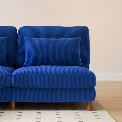 Hoekbank – Modulaire Bank – L-vormige Bank – Zitsalon – Loungeset – 256 cm Extra Lang – Ergonomisch Comfort – Corduroy Stof – Massief Houten Frame – Afneembare Wasbare Kussens