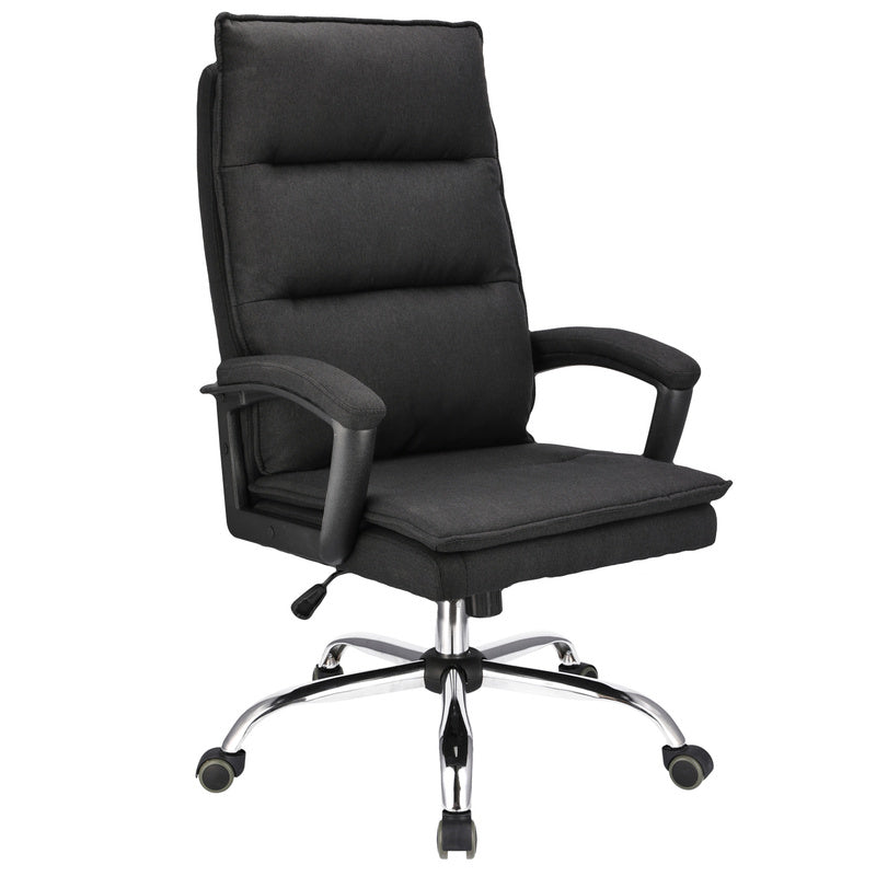 Bureaustoel – Kantoorstoel – Game Stoel – Office Chair – Gamestoel – Zwart Stof – Met Metalen Onderstel – Verstelbare Zithoogte