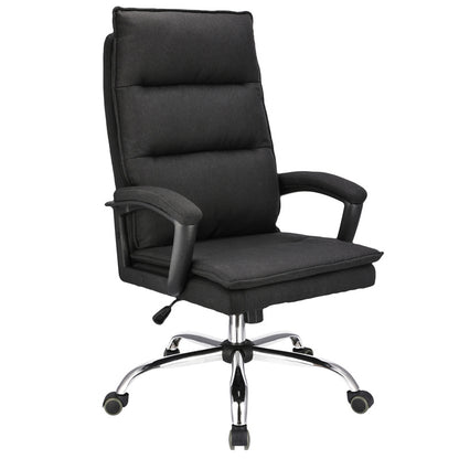 Bureaustoel – Kantoorstoel – Game Stoel – Office Chair – Gamestoel – Zwart Stof – Met Metalen Onderstel – Verstelbare Zithoogte