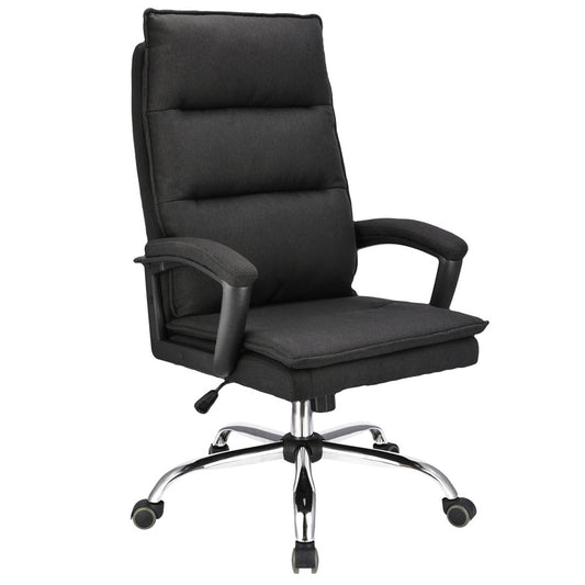 Bureaustoel – Kantoorstoel – Game Stoel – Office Chair – Gamestoel – Zwart Stof – Met Metalen Onderstel – Verstelbare Zithoogte