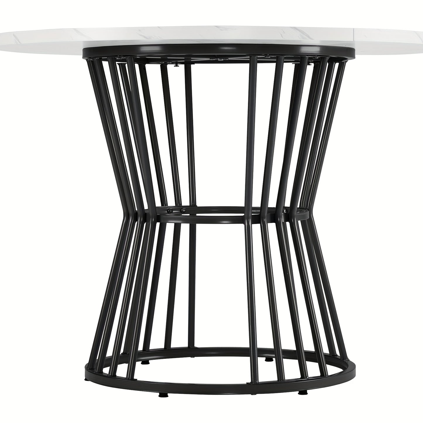 1pc Modern Marble Dining Table with Sturdy Metal Frame - Black Contemporary Design, Easy Assembly, No Power Needed, Perfect for Kitchen & Dining Room, Breakfast Table, Dining Table, Sleek Table Design, Elegant Table Style, Du