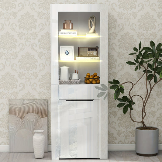 Modern White Freestanding Display Cabinet with Doors & Shelves - Heavy-Duty /Metal Frame Bookcase, 68.58cm+ Tall Storage Unit for Living Room, Kitchen, Office - No Assembly Required, Space-Saving Vertical Organizer (≥3.2 Cu