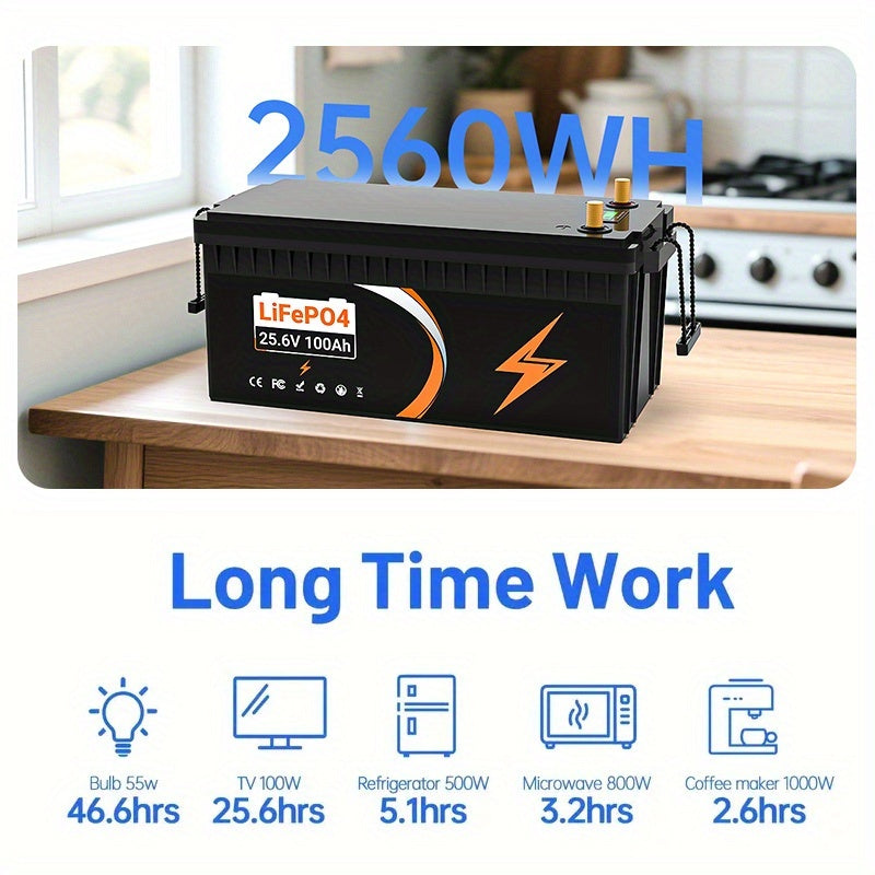 LiFePO4 Accu – Lithium Accu – Camper Accu – Energieopslag – 25.6V 100Ah – 800A Piekstroom – 10 Jaar Levensduur