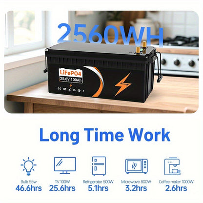 LiFePO4 Accu – Lithium Accu – Camper Accu – Energieopslag – 25.6V 100Ah – 800A Piekstroom – 10 Jaar Levensduur