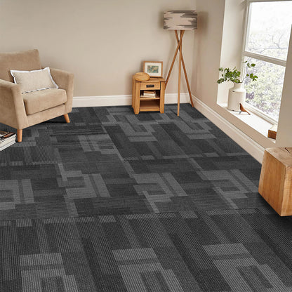 Modulaire Vloertegels – Vloerpanelen – Tapijttegels – PVC Tegels – Bekleed Tegels – Mix Grijs – 24 Tegels 60x60 cm – Zachte Padding & Eenvoudige Installatie