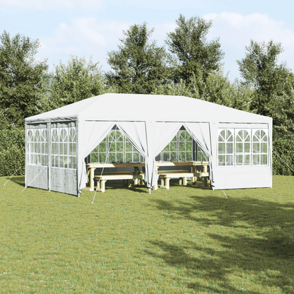 Partytent – Tuinpaviljoen – Feesttent – Paviljoen – Tuintent – 6x4m – Wit – 10 Zijwanden – Waterdicht PE – Weerbestendig Stevig Frame