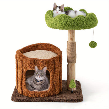 Kattenboom – Krabpaal – Klimmeubel – Kattenmeubel – Krabpaal met Ligplaats – Sisal Krabpaal – Ruim Bovenste Platform – Zacht Gebonden Plank – Bruin