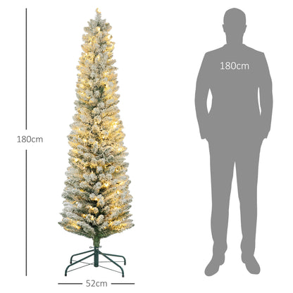 Kunstkerstboom – Nepkerstboom – Kerstboom Kunst – Sfeerverlichting Boom – 180 cm Groen – Geïntegreerde LED Verlichting – Brandvertragend Metalen Voet