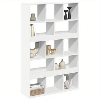 Roomdivider – Kamerscherm – Ruimteverdeler – Scheidingswand – Interieurkast – Wit Hout – Compact 99x33x155 cm – Meerdere Open Vakken