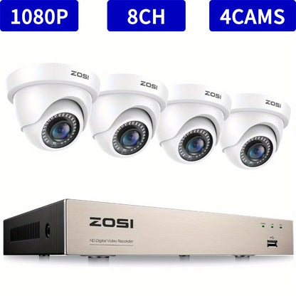 8-kanaals Bewakingsset – Beveiligingssysteem – CCTV Set – Surveillance Camera’s – Domecamera’s – Full HD 1080P – AI Bewegingserkenning – Nachtzicht – Bedraad 4 Camera’s