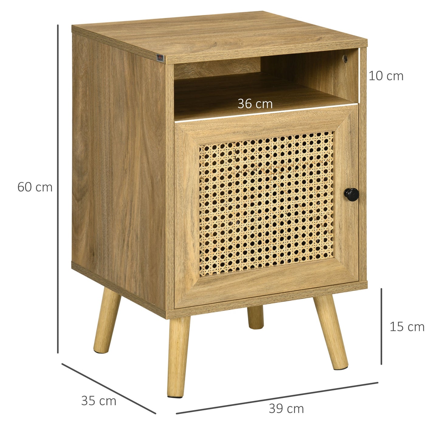 Vintage Nachtkastje – Bedkastje – Bijzettafel – Opbergkastje – Nachtmeubel – Set Van 2 – Met Metalen Roosterdeur – Compact 39x35x60 cm – Natuurlijke Houtlook