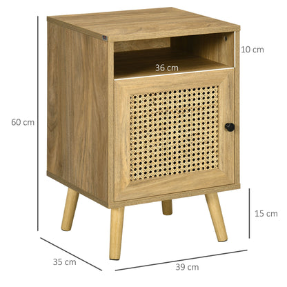 Vintage Nachtkastje – Bedkastje – Bijzettafel – Opbergkastje – Nachtmeubel – Set Van 2 – Met Metalen Roosterdeur – Compact 39x35x60 cm – Natuurlijke Houtlook
