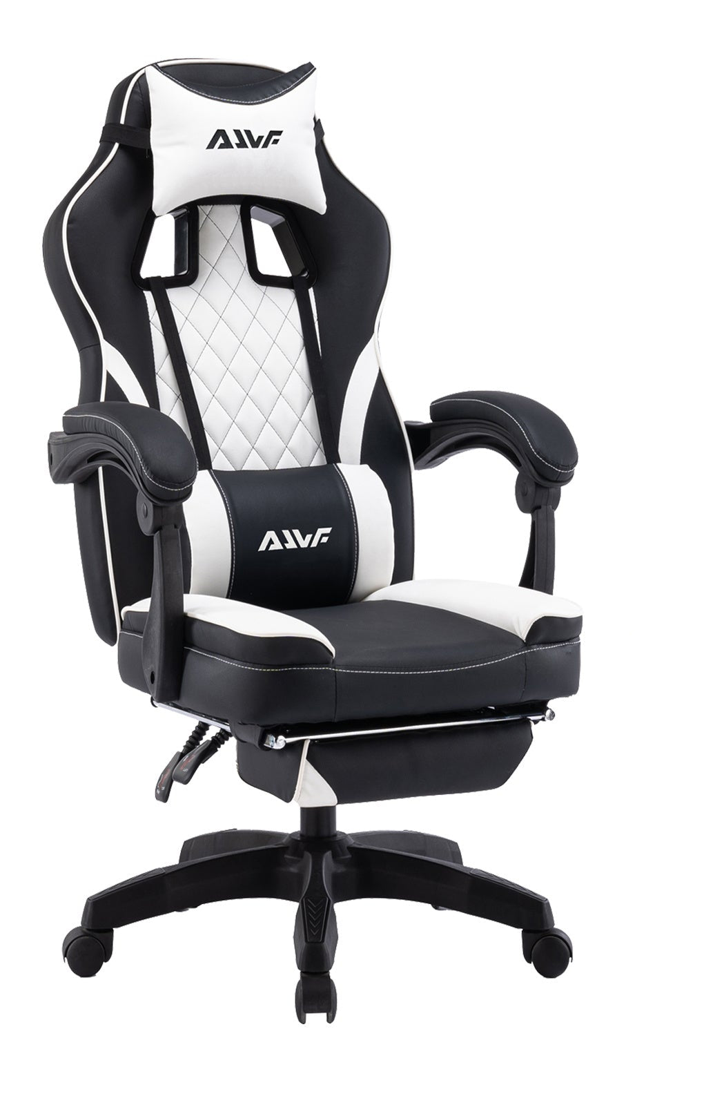 Gamingstoel – Gamestoel – Werkstoel – Bureaustoel – Computestoel – Ergonomische Lendensteun – 360° Draaibaar Zwart-Wit