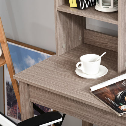 Boekenrek – Boekenkast – Opbergkast – Wandrek – Vakkenkast – 2-in-1 Bureau met Boekenkast – 105 x 50 cm Werkblad – Licht Eikenhout Met Zwart Metaal