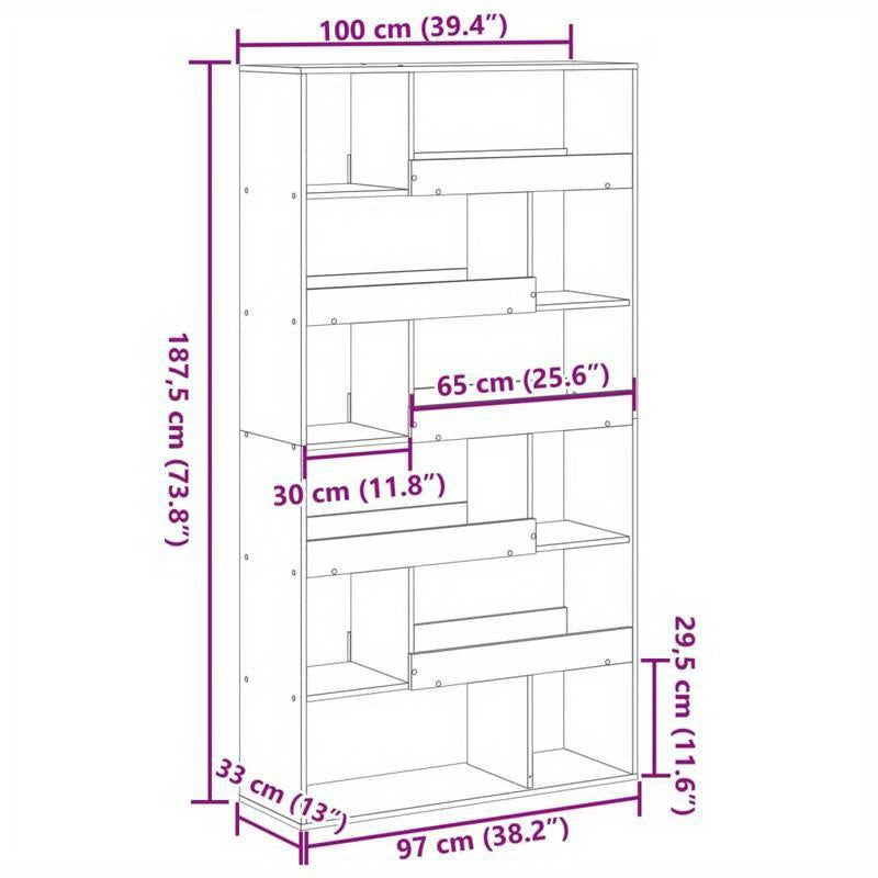 Room Divider 100X33X187.5 Cm Treated Wood Concrete Gray