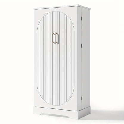 Witte Keukenkast – Opbergkast – Kast – Keukenmeubel – Stellingkast – Verstelbare Planken – Anti-Kantelbeveiliging – Metaal – 60x35x128 cm