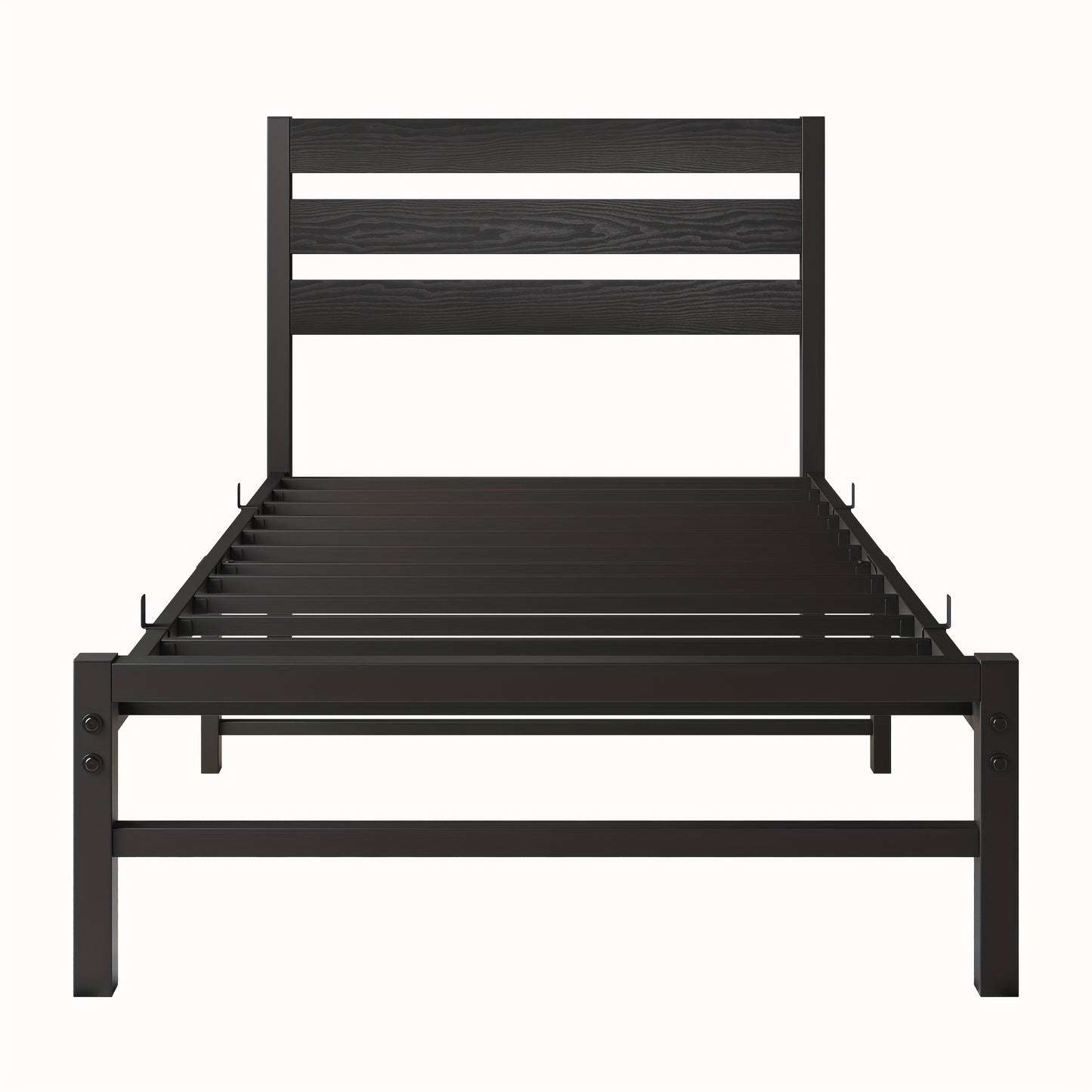 Bedframe – Metalen Bed – Tweepersoonsbed – Slaapbank – Logeerbed – Zwart – 140x200 cm – Stabiel Met Hoog Hoofdeinde – Lattenbodem Inclusief