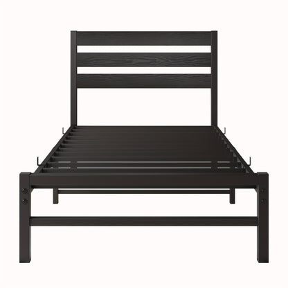 Bedframe – Metalen Bed – Tweepersoonsbed – Slaapbank – Logeerbed – Zwart – 140x200 cm – Stabiel Met Hoog Hoofdeinde – Lattenbodem Inclusief