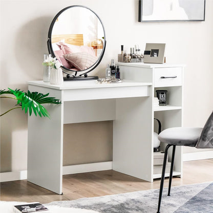 Bureau – Computertafel – Werkplek – Studietafel – Bureau met Lade – Modern Wit Design – Stevig MDF – 90 kg Draagvermogen