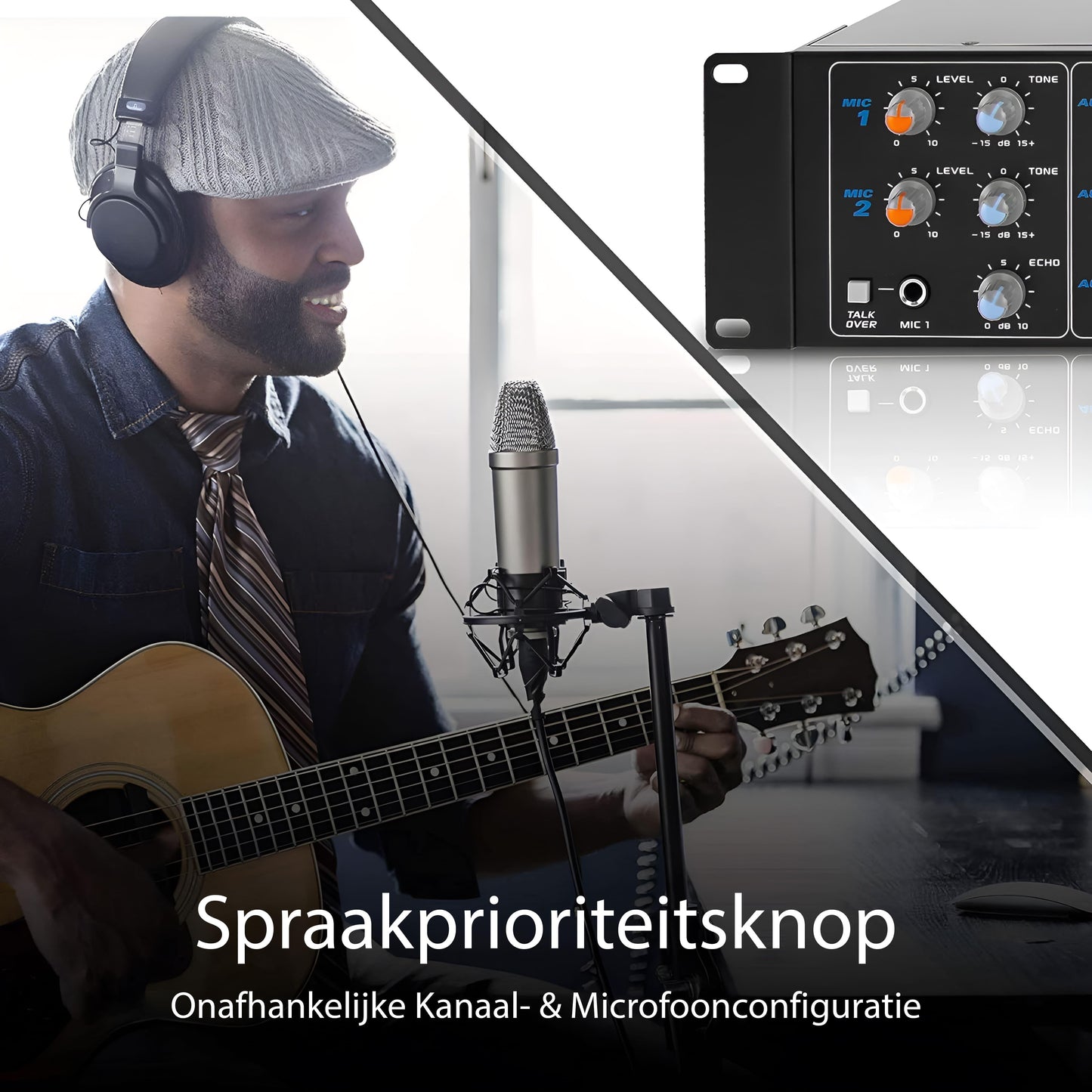 8-Kanaals Bluetooth Versterker – Draadloze Audio Versterker – Multi-Zone Mixer – Home Stereo Receiver – PA Versterker – 4000 Watt Vermogen – Voice Priority Functie
