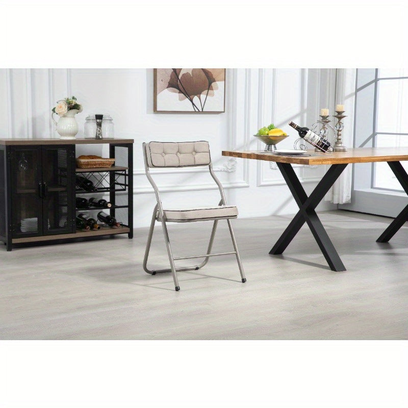 2 Pack Inklapbare Eetkamerstoelen – Opvouwbare Stoelen – Vouwstoelen – Klapstoelen – Eettafelstoelen – Met Kussen – Stevig Metalen Frame – Compact Ontwerp Voor Binnen & Buiten