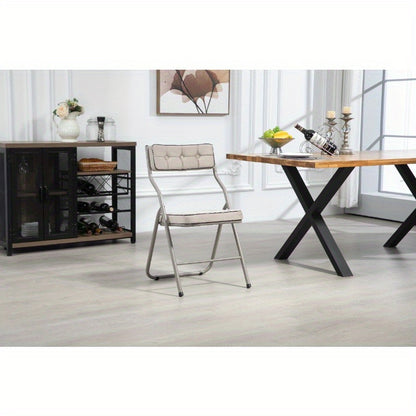 2 Pack Inklapbare Eetkamerstoelen – Opvouwbare Stoelen – Vouwstoelen – Klapstoelen – Eettafelstoelen – Met Kussen – Stevig Metalen Frame – Compact Ontwerp Voor Binnen & Buiten