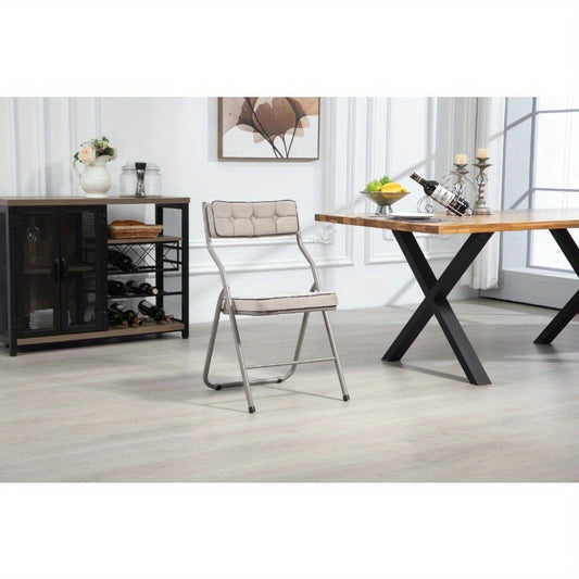 2 Pack Inklapbare Eetkamerstoelen – Opvouwbare Stoelen – Vouwstoelen – Klapstoelen – Eettafelstoelen – Met Kussen – Stevig Metalen Frame – Compact Ontwerp Voor Binnen & Buiten