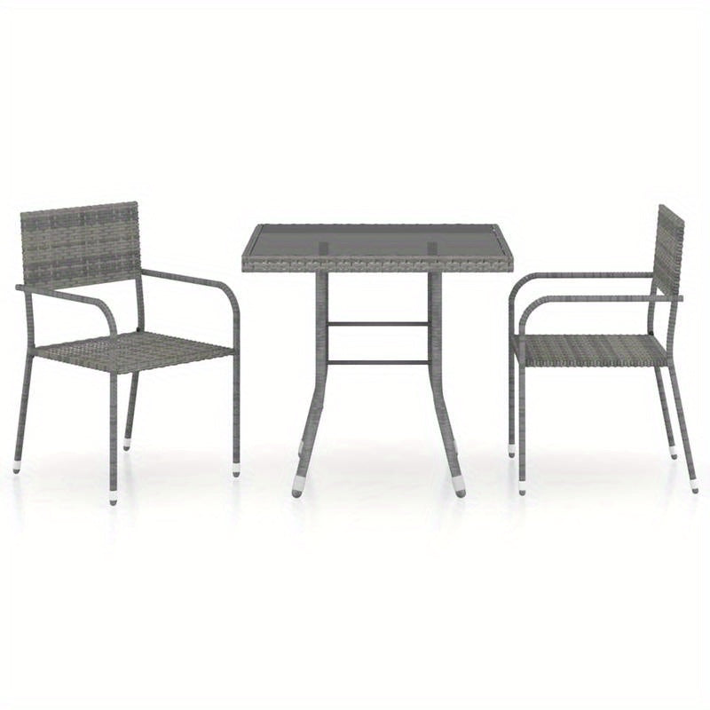 Buiten Eettafelset – Buitentafelset – Tuinset – Balkonset – Kampeertafel – Roestvrij Staal – Weerbestendig – Stevige Zuilbasis - Grijs